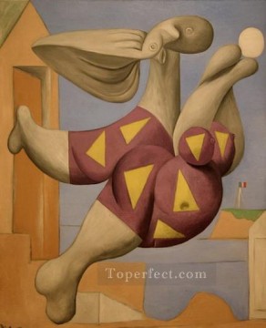 パブロ・ピカソ Painting - ビーチボールを持つ海水浴者 1932年 パブロ・ピカソ